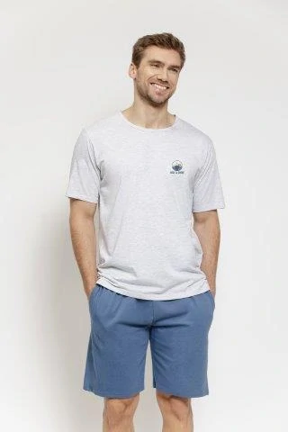 Taro, pánské pyžamo 3576-Gabriel, světlý melír, krátký rukáv, vel. S