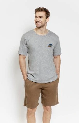 Taro, pánské pyžamo 3577-Gabriel, šedý melír, krátký rukáv, vel. 3XL