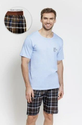 Taro, pánské pyžamo 3582-Teo, krátký rukáv, světle modrá, vel. XXL