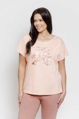 Taro, dámské pyžamo 3571-Valentina, krátký rukáv, růžová, vel. 4XL