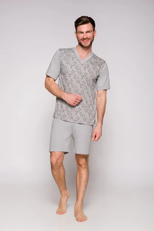 Taro, pánské pyžamo Roman 001, krátký rukáv, červená, vel. XXL