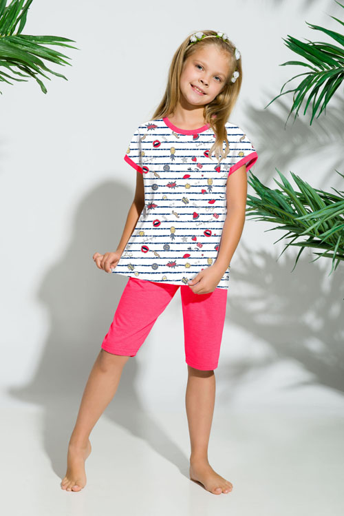 Taro, dětské pyžamo 2202-Amelia, krátký rukáv, světle zelená, vel. 104