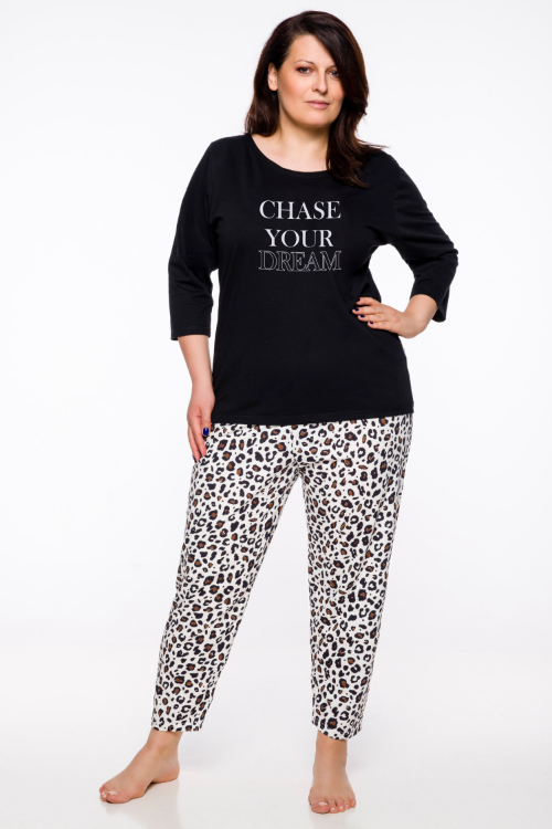 Taro, dámské pyžamo 2328-Agnieszka, dlouhý rukáv, červená, vel. 4XL