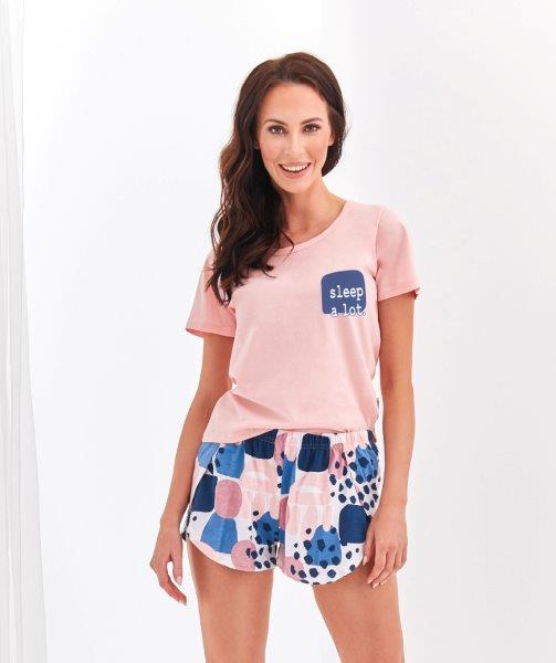 Taro, dámské pyžamo 2288-Nessa. krátký rukáv, meruňková, vel. L