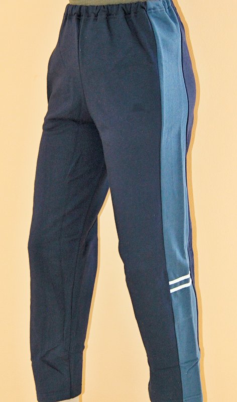 Tepláky 29603, tmavě modrá se šedým lampasem, vel. 152