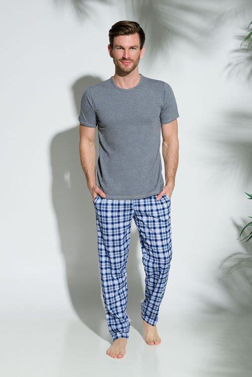 Taro, pánské pyžamo 2199-Jeremi, krátký rukáv, dlouhé kalhoty, červená, vel. XL