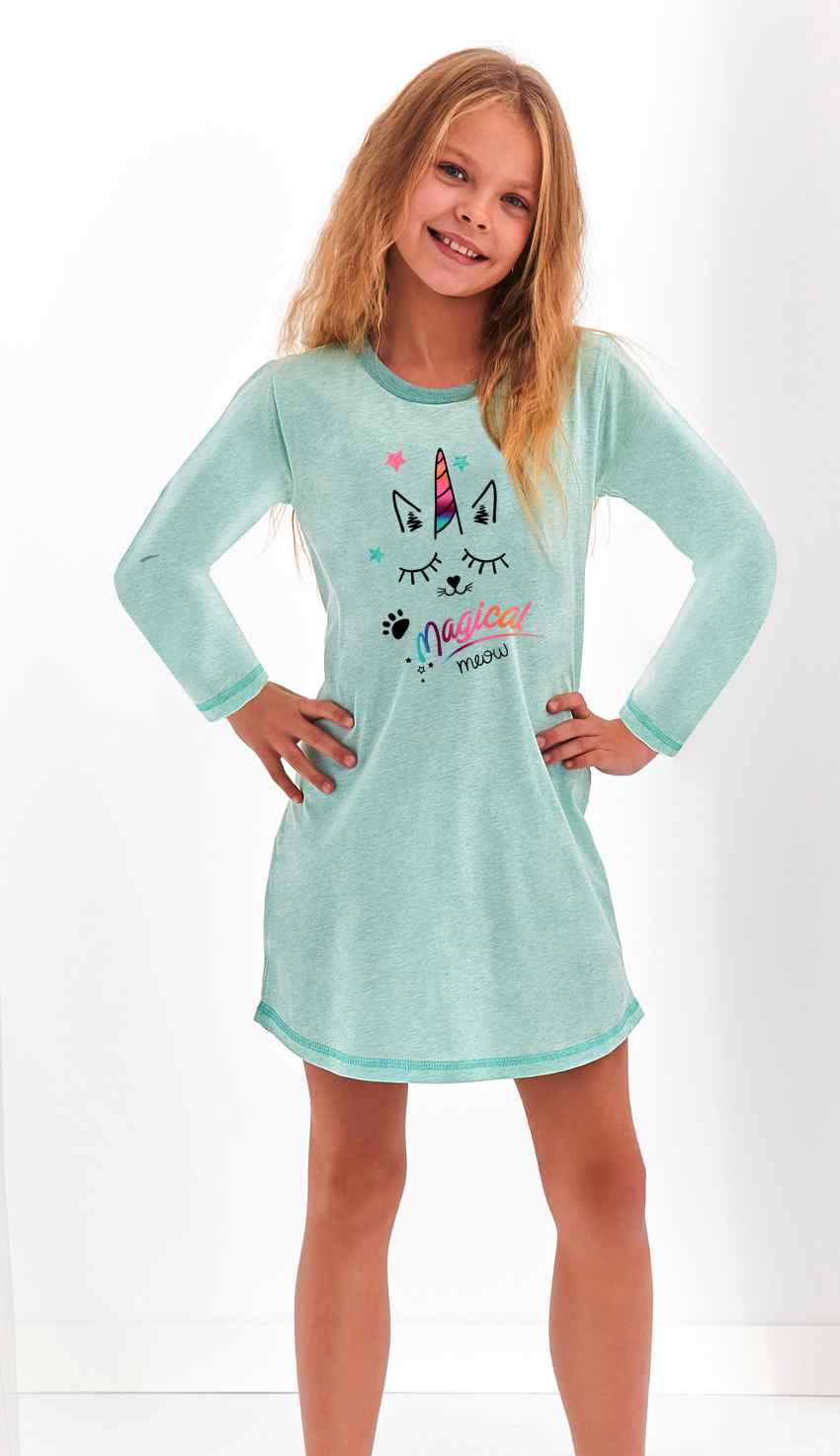 Taro, dětská noční košile 2475/1- Matylda, dlouhý rukáv, fialová, vel. 110