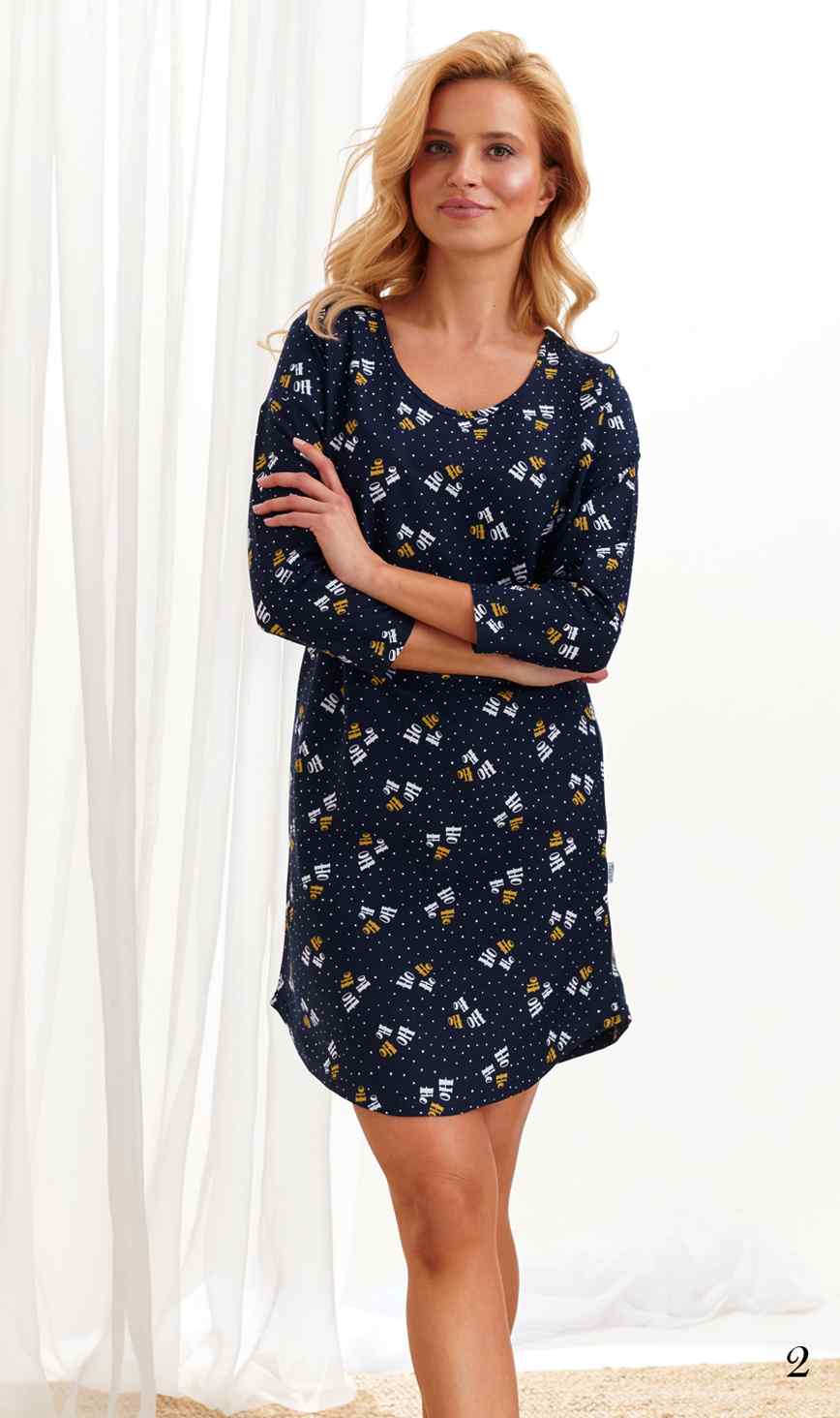 Dámská noční košile 2235/1-Jurata, 3/4 rukáv, tmavě modrá, vel. S, M, L, XL 