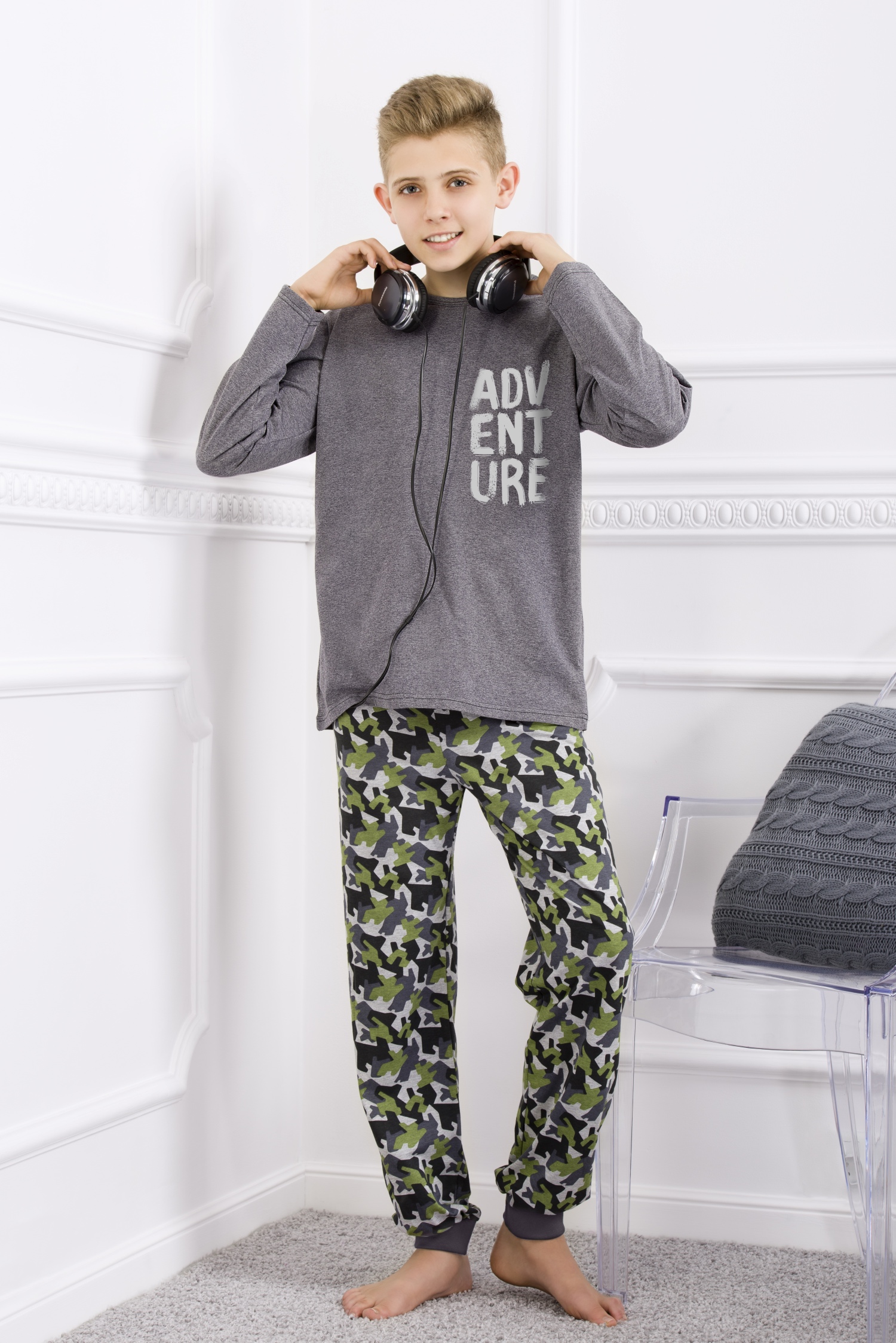 Taro, chlapecké pyžamo 1176-Gniewosz, dlouhý rukáv, šedá, vel. 152