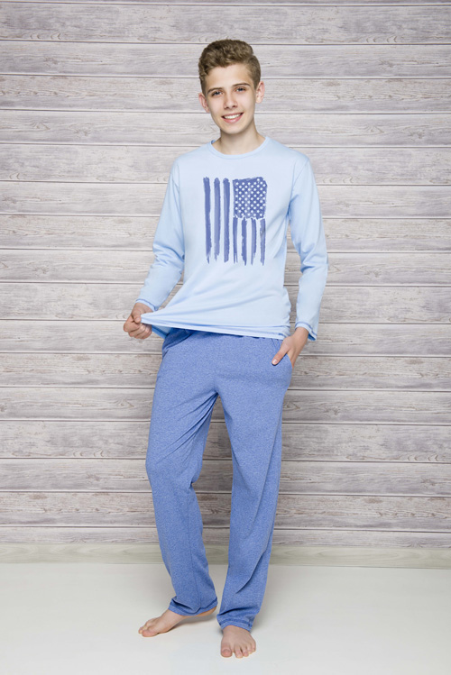 Taro, chlapecké pyžamo 1175-Karol, dlouhý rukáv, světle modrá, vel. 158