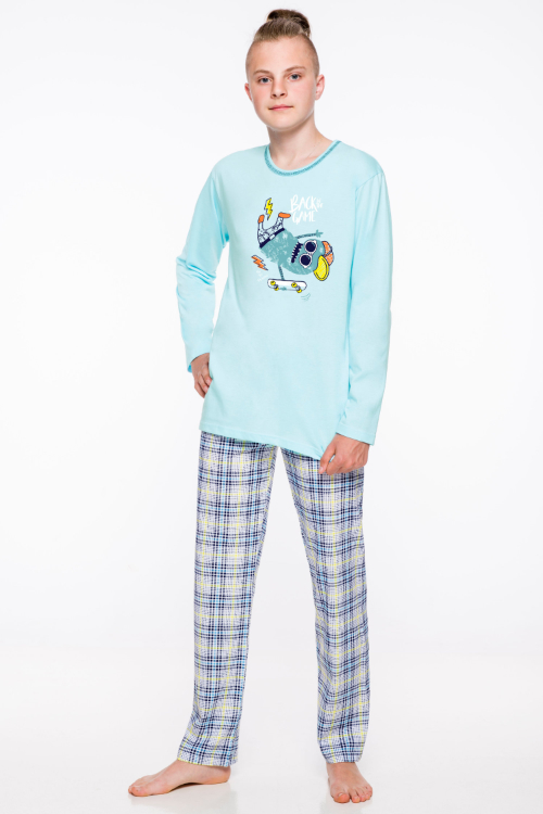 Taro, chlapecké pyžamo 2339-Leo, dlouhý rukáv, béžový melír, vel. 146