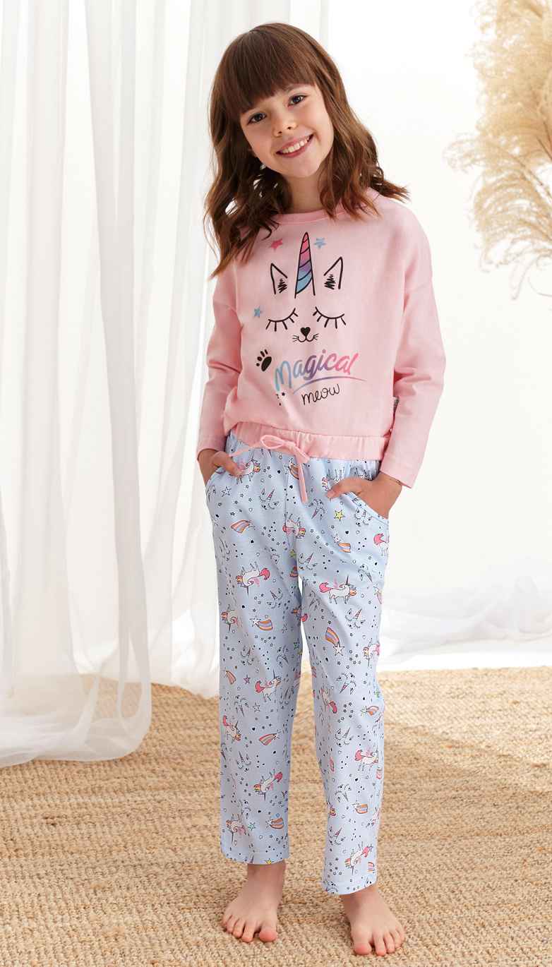 Taro, dětské pyžamo 1179-Nadia, dlouhý rukáv, růžová, vel. 110