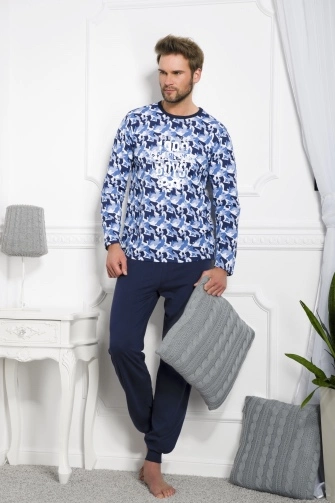 Taro, pánské pyžamo 372/1-Max, dlouhý rukáv, modrá, vel. L