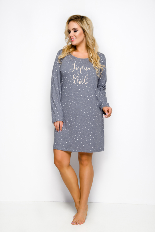 Taro, dámská noční košile 2245-Agnieszka, dlouhý rukáv, světle růžová, vel. 3XL