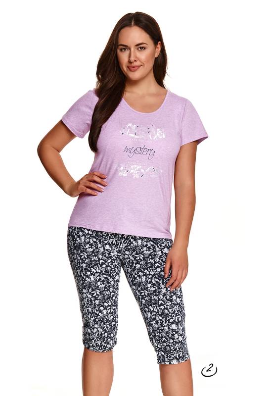 Taro, dámské pyžamo 2379/1-Agnieszka, krátký rukáv, fialová, vel. 3XL