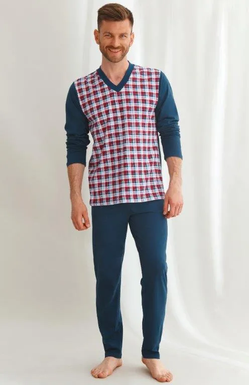 Pánské pyžamo 2634-Victor, dlouhý rukáv, vel. 4XL, 5XL, 6XL