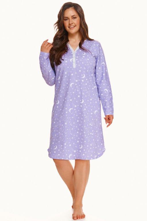 Taro, dámská noční košile 2603-Livia, dlouhý rukáv, fialová, vel. XXL