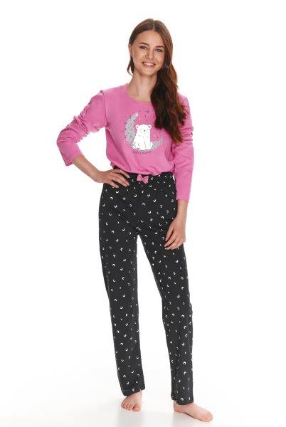 Taro, dívčí pyžamo 2786-Suzan, dlouhý rukáv, šedý melír, vel. 146