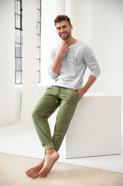 Pánské pyžamo 3079-Sammy, dlouhý rukáv, šedý melír, vel. L, XXL