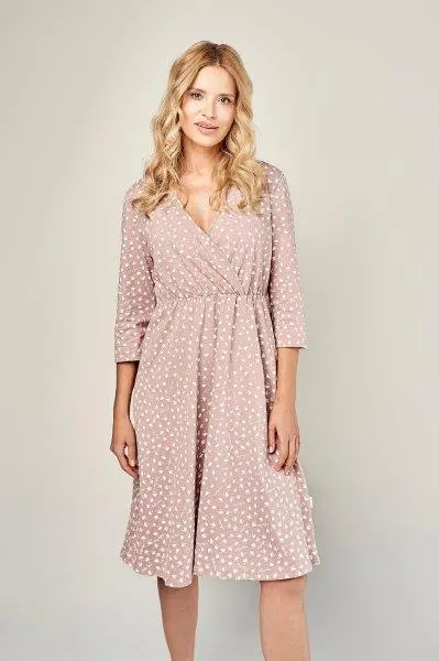 Taro, mateřská noční košile 2976-Maternity, 3/4 rukáv, pudrová, vel. S