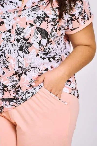 Taro, dámské pyžamo 3131-Lana, krátký rukáv, růžová, vel. XL