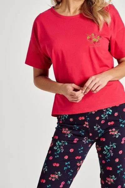 Taro, dámské pyžamo 3109-Dora, krátký rukáv, červená, vel. L
