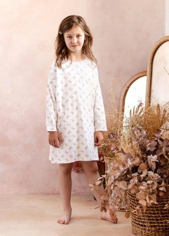 Taro, dětská noční košile 3277-Tilly, dlouhý rukáv, bílá, vel. 104