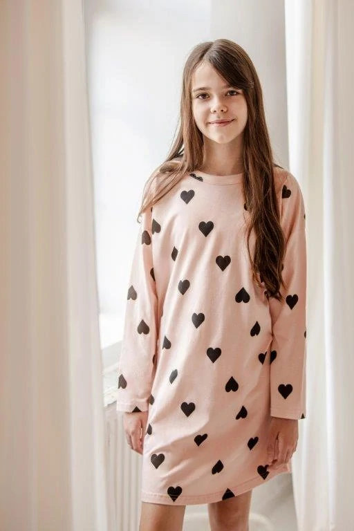 Taro, dívčí noční košile 3281-Hannah, dlouhý rukáv, růžová,  vel. 146