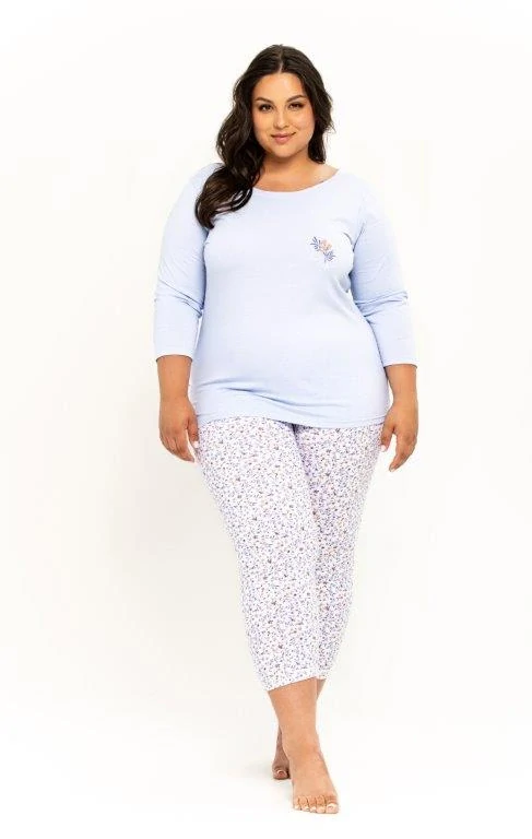 Taro, dámské pyžamo 3256-Ariella, dlouhý rukáv, světle modrá, vel. XXL