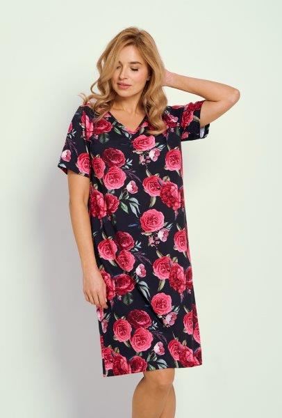 Taro, dámská noční košile 3346-Claire, krátký rukáv, tmavě modrá, vel. L