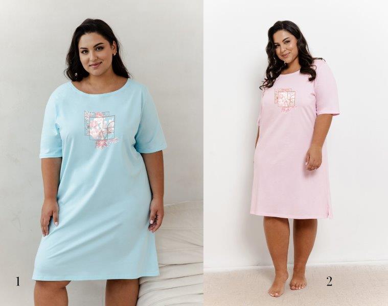 Taro, dámská noční košile 3364-Isla, krátký rukáv, modrá, vel. XXL