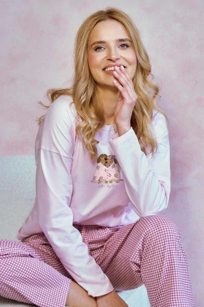 Dámské pyžamo 3434-Elisa, dlouhý rukáv, růžová, vel. M