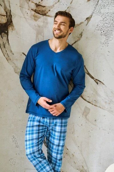 Taro, pánské pyžamo 3475-Mark, dlouhý rukáv, tmavě modrá, vel. L
