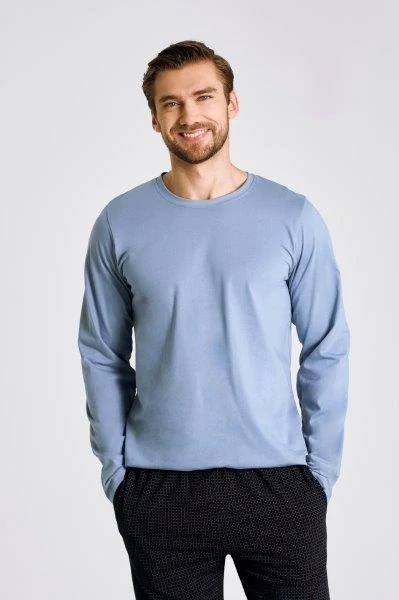 Taro, pánské pyžamo 3474/1-Lorenzo, dlouhý rukáv, šedomodrá, vel. XL