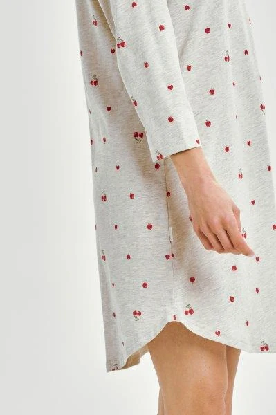 Taro, dámská noční košile 3431-Adele, dlouhý rukáv, šedý melír, vel. XL