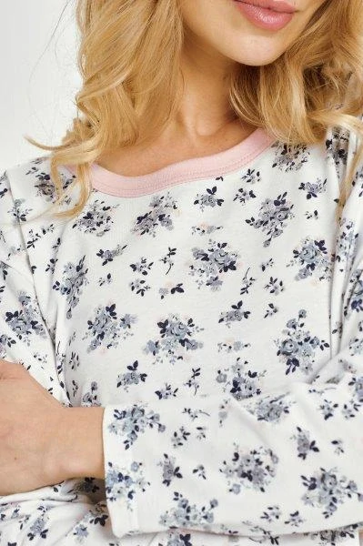 Taro, dámská noční košile 3452-Martina, dlouhý rukáv, bílá, vel. M