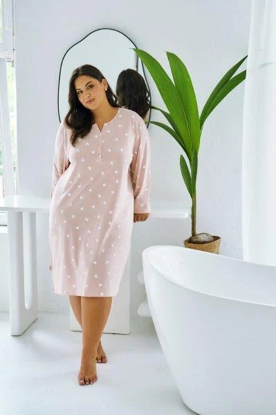 Taro, dámská noční košile 3469-Nori, dlouhý rukáv, vel. 3XL