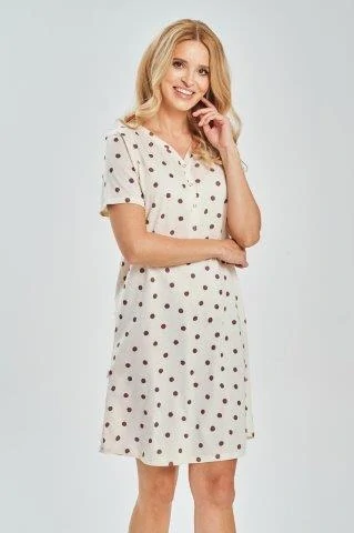 Dámská noční košile 3529-Nita, krátký rukáv, žlutá, vel.  S, M, L, XL