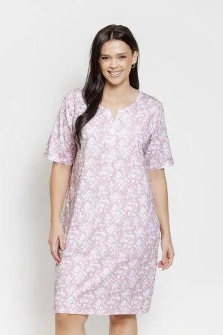 Dámská noční košile 3569-Adria, krátký rukáv, růžová, vel. XXL, 3XL