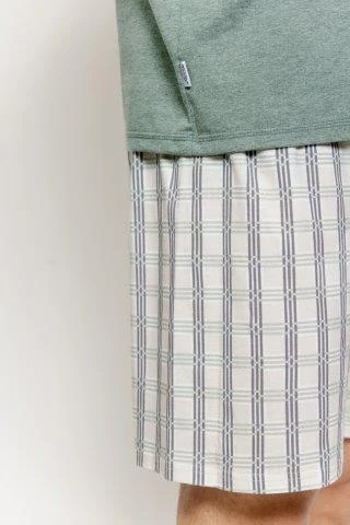 Pánské pyžamo 3581-Alex, krátký rukáv, zelený melír, vel. M, L, XL, XXL