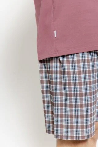 Taro, pánské pyžamo 3602-Nico, krátký rukáv, cihlová, vel. XL