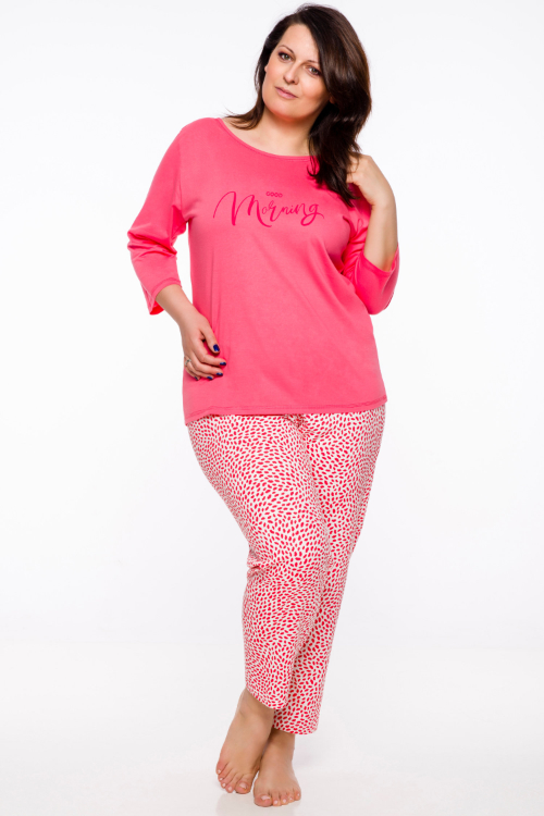 Taro, dámské pyžamo 2328-Agnieszka, dlouhý rukáv, červená, vel. 4XL