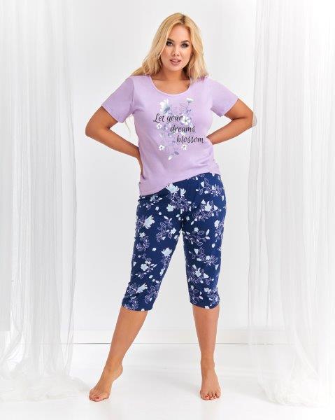 Taro, dámské pyžamo 2379-Agnieszka, krátký rukáv, tmavě modrá, vel. XXL