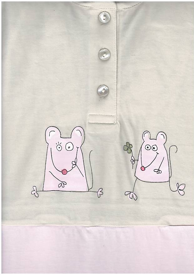 Happy kids, dívčí noční košile LKD-008, krátký rukáv, béžovo-růžová, vel. 134