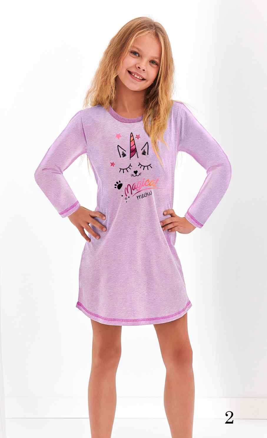 Taro, dětská noční košile 2475/1- Matylda, dlouhý rukáv, fialová, vel. 110