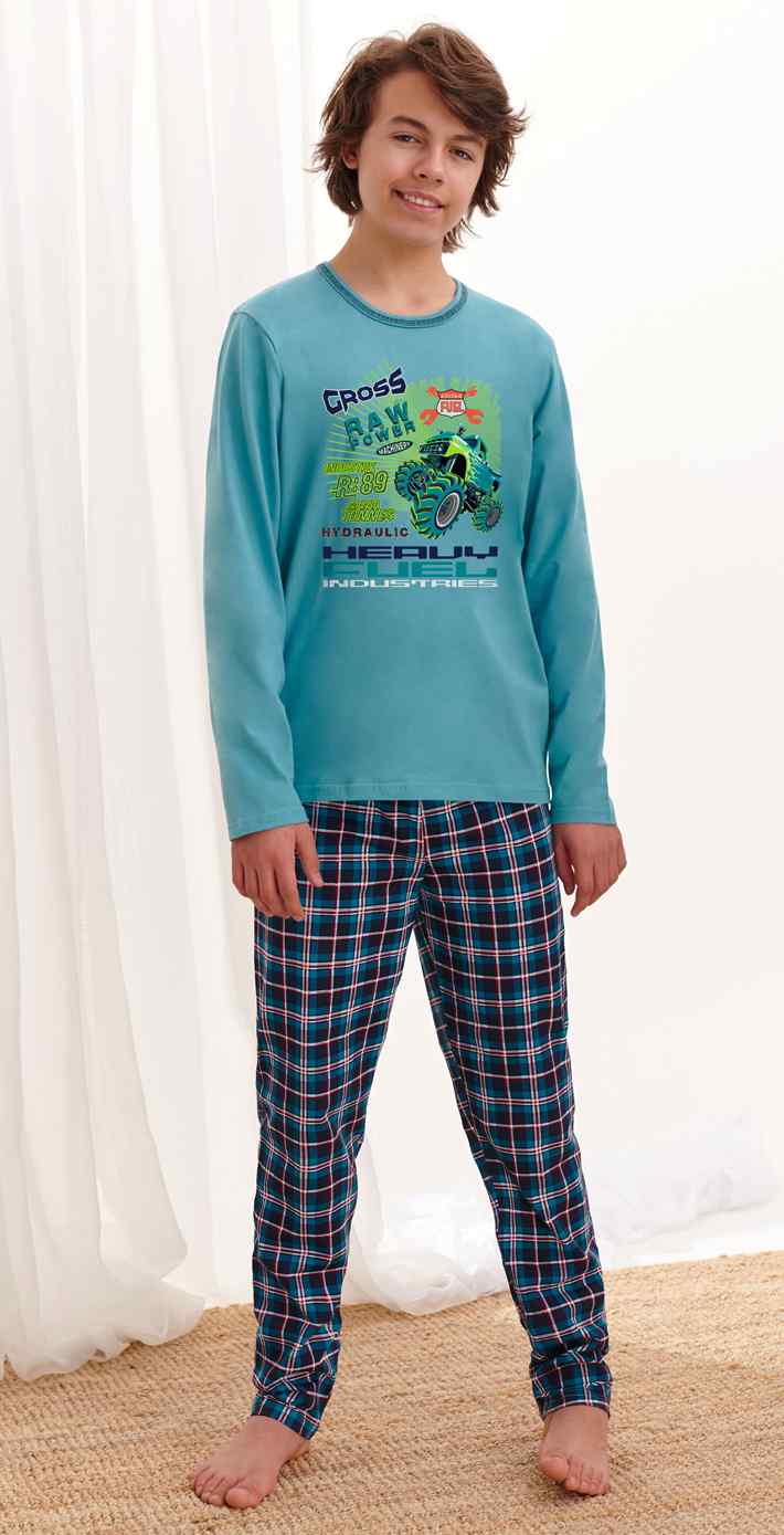 Taro, chlapecké pyžamo 2339-Leo, dlouhý rukáv, béžový melír, vel. 146