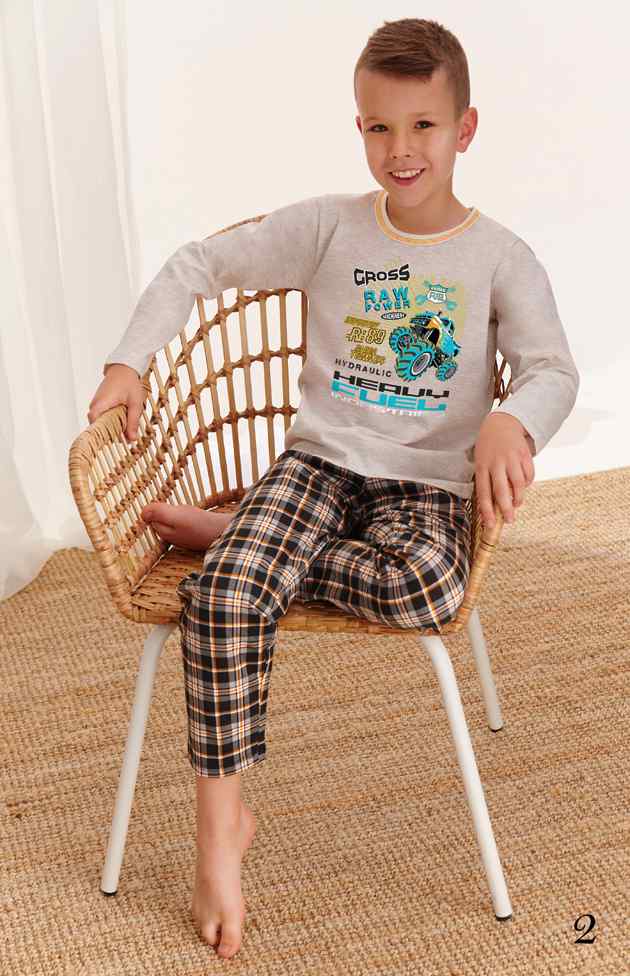 Taro, dětské pyžamo 2342-Leo, dlouhý rukáv, béžová, vel. 116
