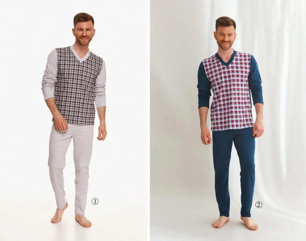 Pánské pyžamo 2634-Victor, dlouhý rukáv, vel. 4XL, 5XL, 6XL