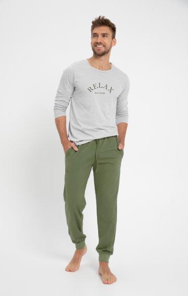 Pánské pyžamo 3079-Sammy, dlouhý rukáv, šedý melír, vel. L, XXL