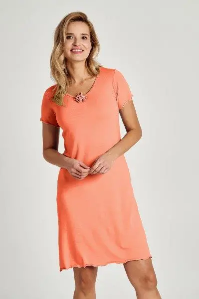 Taro, dámská noční košile 3140-Milani, krátký rukáv, korálová, vel. L